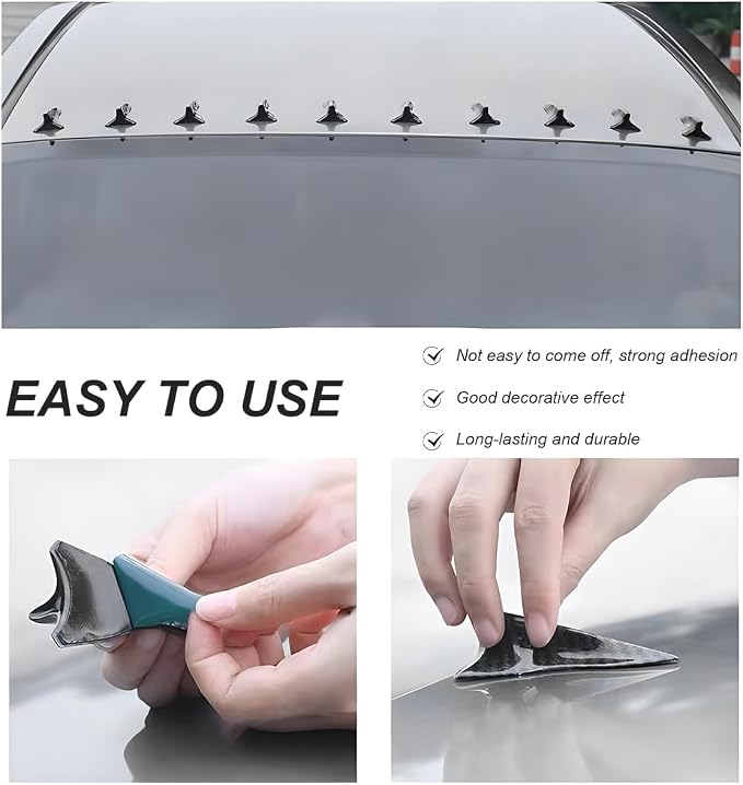 10 PCS Car Diffuser Shark Fin Kit, Self-Adhesive Air Vortex Generator Roof Wing Decoration, Universal Vehicle Diffuser Replacement Compatible with Spoiler Roof Wing (Carbon Fiber)