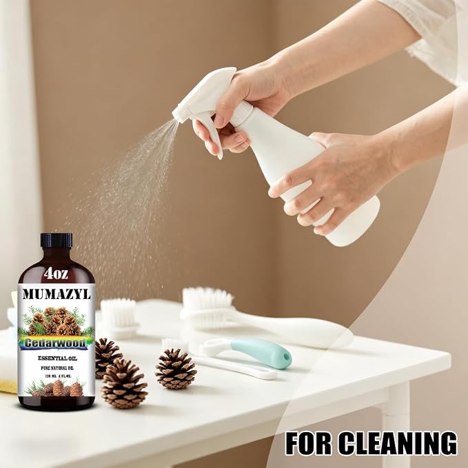 Cedarwood Essential Oil, Cedarwood Oil 4 Fl Oz 120ML for Diffuser Humidifier Yoga Cleaning DIY Candle Soap Making MUMAZYL Essential Oils