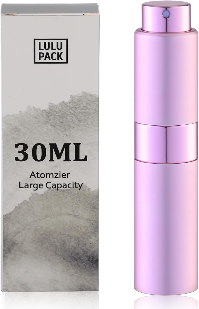 Lulupack Perfume Atomizer Refillable Travel Bottle: Cologne Portable Sprayer for Men - Mini Spray Empty for Refill - 1oz Large Size Pink
