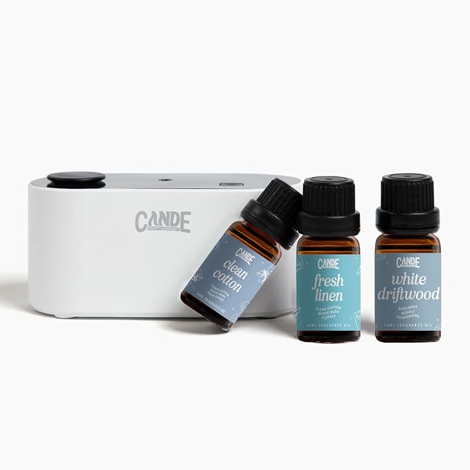 CE CRAFT Waterless Travel Diffuser Gift Set - Rechargeable Diffuser for Aromatherapy - Includes 3 Fragrance Oils - Fragrance Dispenser for Office and Home - Clean, White