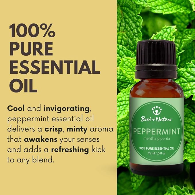 Peppermint Essential Oil for Diffuser Aromatherapy – Best of Nature 100% Pure Undiluted Oils for DIY, Home Fragrance, and Topical Use