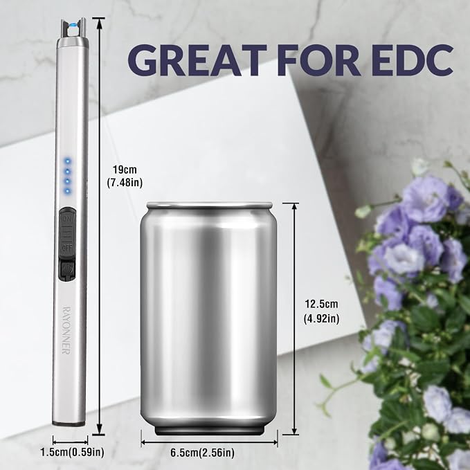 Electric Candle Lighter, Windproof Flameless USB Rechargeable Plasma Arc Lighter for Grill Firework Kitchen Camping (1 Pack - White)