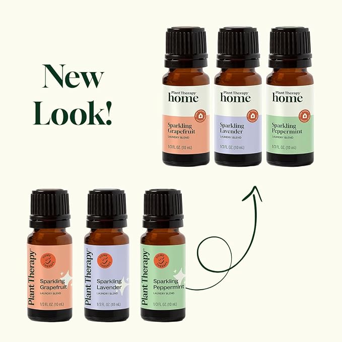 Plant Therapy Home Sparkling Laundry Essential Oil Blends Set of 3, Peppermint, Grapefruit & Lavender, Pure, Undiluted, Wash Fragrance and Scent Enhancer