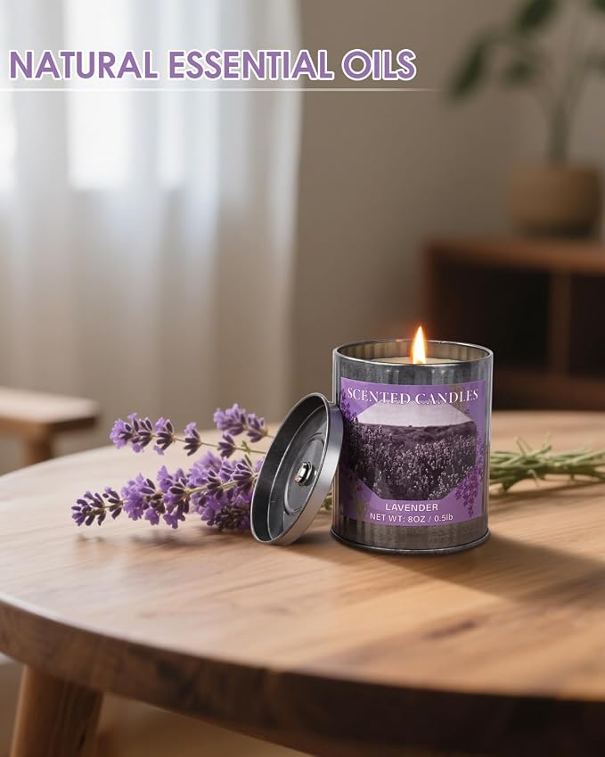 Scented Candles for Home, 8oz Soy Candle, 50H Burn, Lavender Aromatherapy, White Candle in Gift Box, Perfect for Birthday, Mother's Day, Christmas