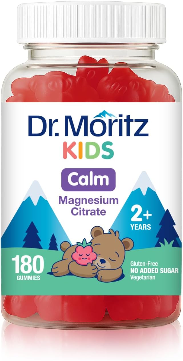 DR. MORITZ Sugar-Free Calm Magnesium Gummies for Kids and Adults - Non-GMO Magnesium Citrate Gummies - Raspberry Flavor - 1-Pack (180 Count)