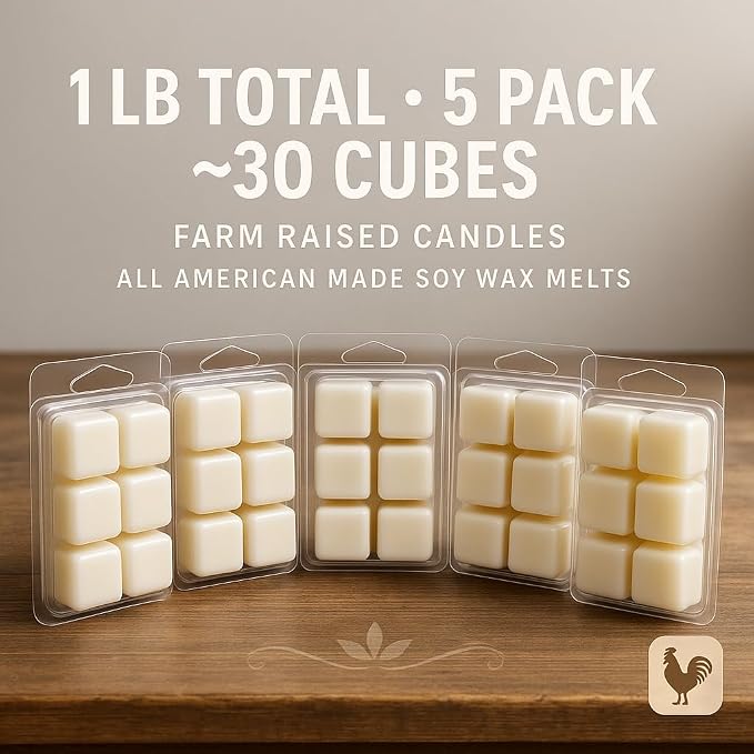 Luxury 5 Pack Soy Wax Melts – Fresh from the Farm Wax Cubes for Warmers – 5 Hotel & Spa Scents – Farm Fresh Wax Melts – Hand Poured in USA