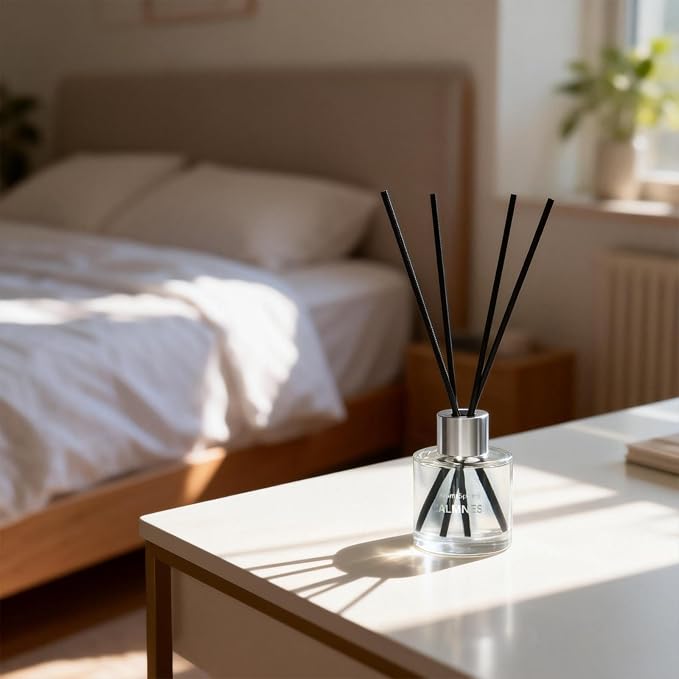 Reed Diffuser Set of 3 | Aromatherapy Fragrance Oil | 12 Sticks and 6 Rattan Balls, 3 x 50ML (Eucalyptus, Westin White Tea, Lemongrass & Ginger, Yellow Beige Edition)