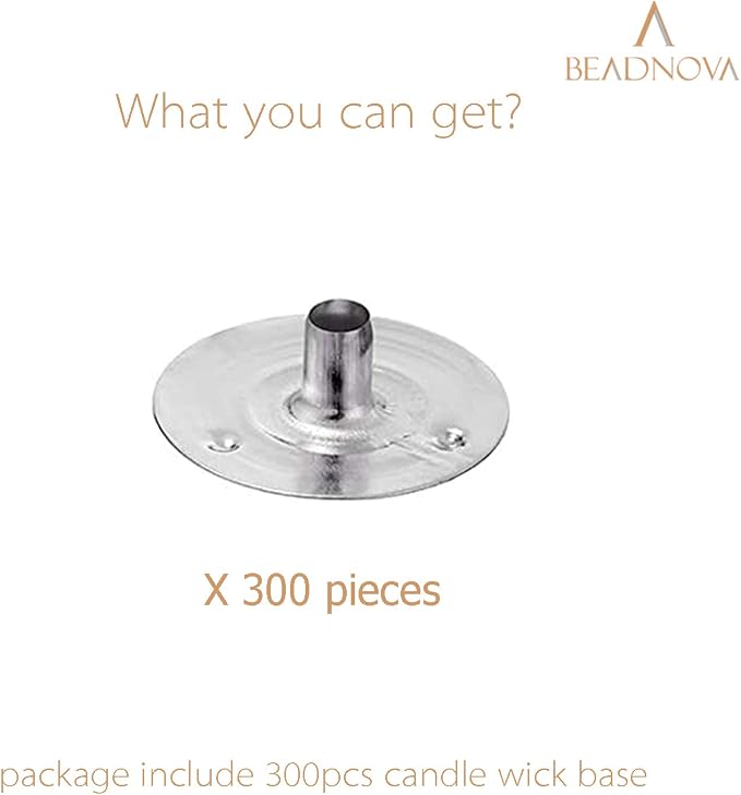 BEADNOVA Candle Wick Tabs 300pcs Metal Candle Wick Sustainer Tabs for Candle Making and Candle DIY (12.5mm/ 0.5inch)