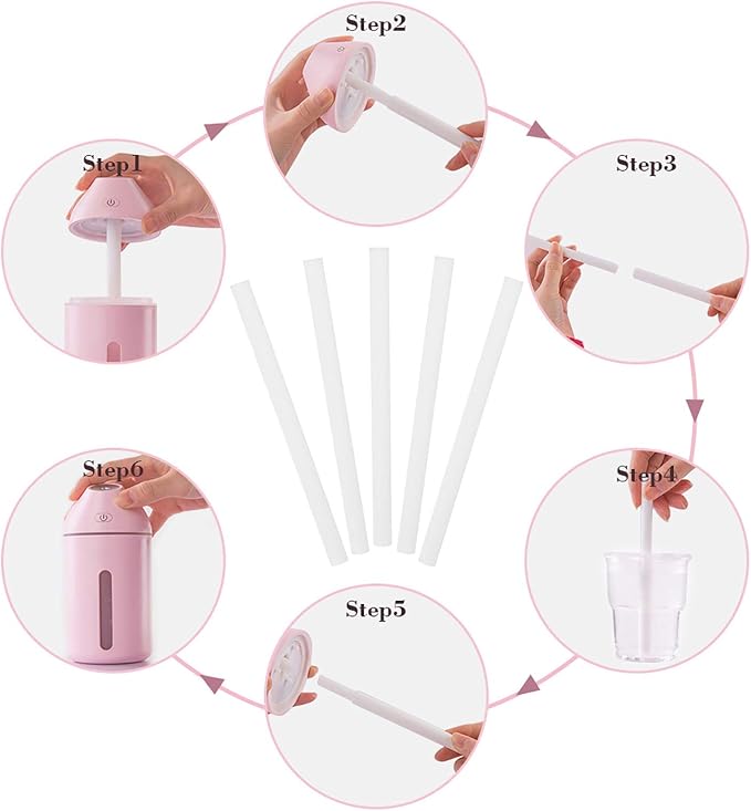 10Pcs USB Humidifier Filters Sticks, 7x130mm/0.28x5.12in Mini Portable Humidifier Refill Filter Cotton Sticks Absorbent Wicking Sponge Diffuser for Office, Bedroom, Home