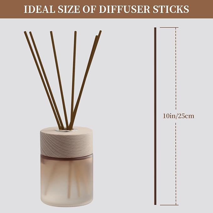 130pcs Reed Diffuser Sticks-10inch Brown Fiber Sticks Reed Sticks Essential Oil Aroma Diffuser Reeds Aroma Fragrance Refills(Brown10in/25cm)