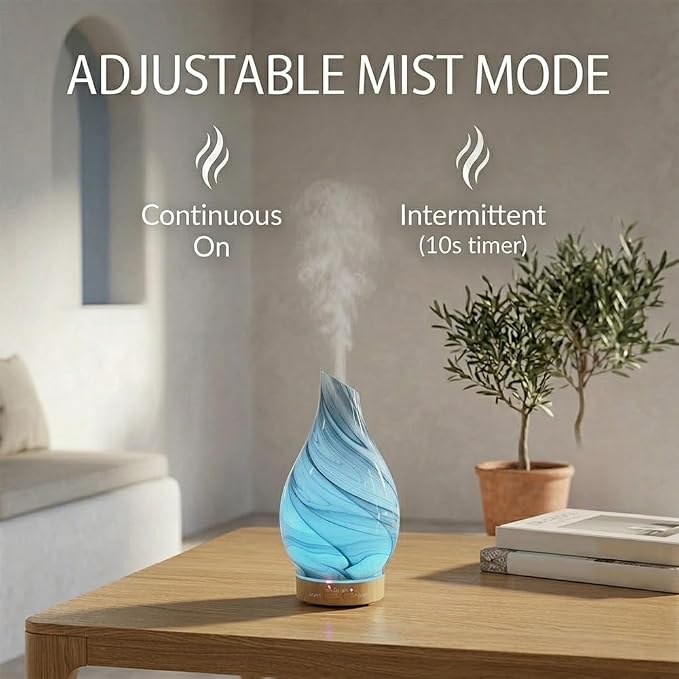 Glass Essential Oil Diffuser with 3 Aromatherapy Oils,200ml Small Humidifier for Bedroom with Timer,7 LED Color Lights for Office Home Room Decor Gifts for Women Men