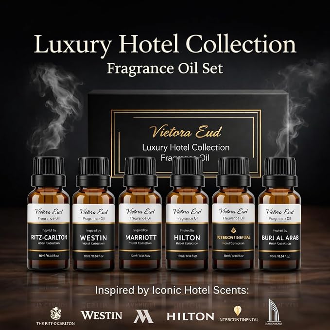 Luxury Hotel Inspired Fragrance Oil Set, 6 Pack Hotel Collection Diffuser for Humidifier, Aroma Diffuser, Candle&Soap Making, Long Lasting Scented Oil for Bedroom, Bathroom & Office