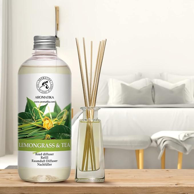 Reed Diffuser Refill Lemongrass - Tea 17.0 Fl Oz - Scented Diffuser - Room Diffuser Refill with Scent - Room Freshener - Home Fragrance - Scented Diffusers - Home Fragrance