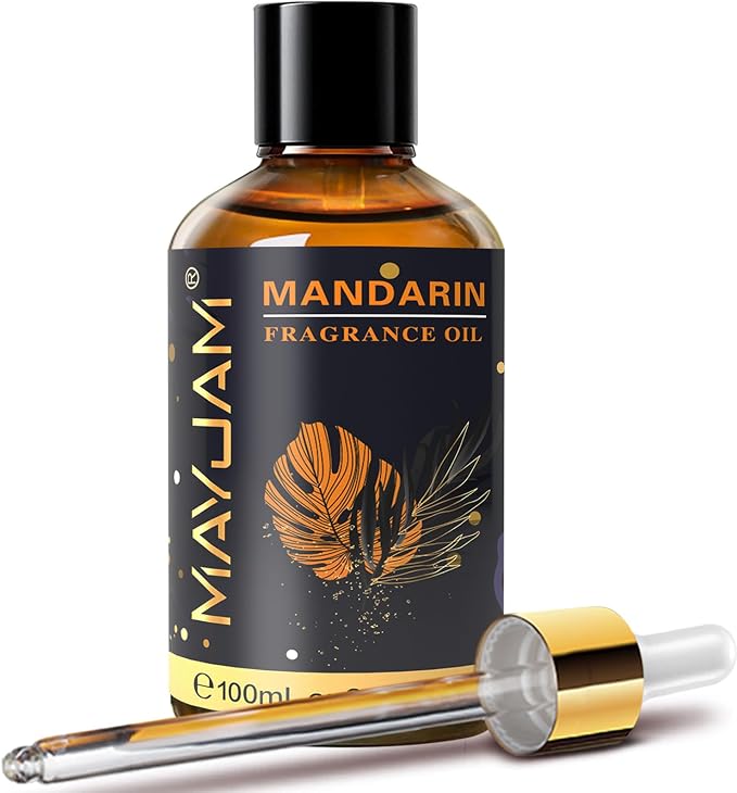 MAYJAM 100ML/3.38FL.OZ Mandarin Fragrance Oils with Glass Dropper, Essential Oils for Diffusers for Home, Long Lasting Scented Oils for Diffusers Soap Candle Making