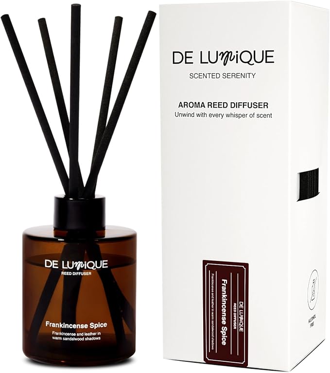 Frankincense Spice Scent Reed Diffusers for Home – Long-Lasting Aroma Diffuser with Essential Oils, Expertly Crafted for Bedroom, Living Room, Bathroom, or Office – 150ml