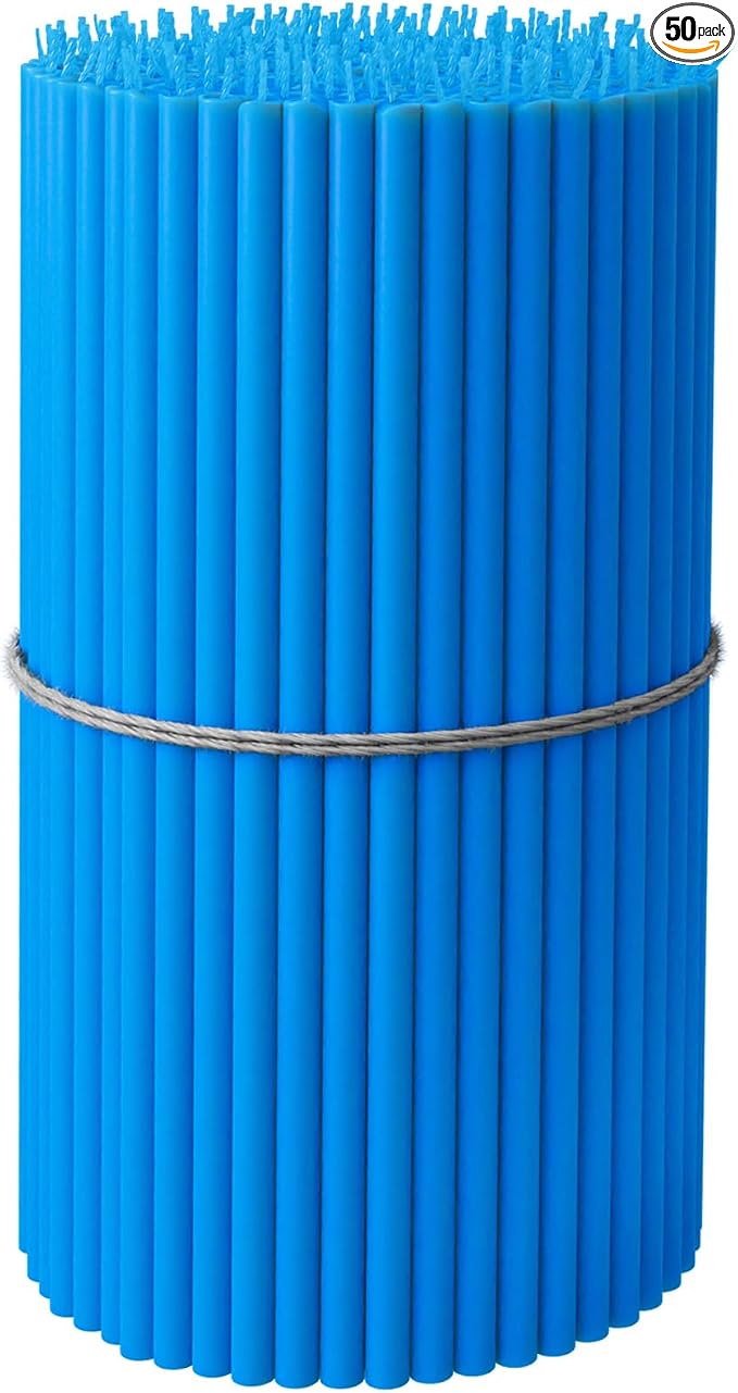 BlueBee Pure Beeswax Candles Bulk for Home - 50pcs Tall Thin Taper Candles, Honey Scent, Smokeless, Long-Burn, All Natural for Church Prayer, Hanukkah, Birthday Cake
