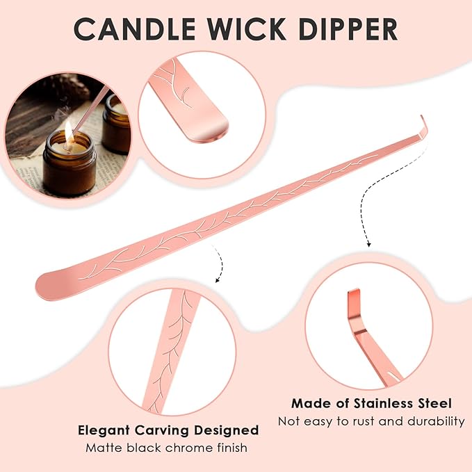 6 in 1 Candle Accessory Set,Candle Wick Trimmer Cutter,Candle Wick Dipper,Candle Wick Snuffer, Rechargeable Candle Lighter,Storage Tray Plate,Tweezers,Stainless Steel Candle Care Kit Gift