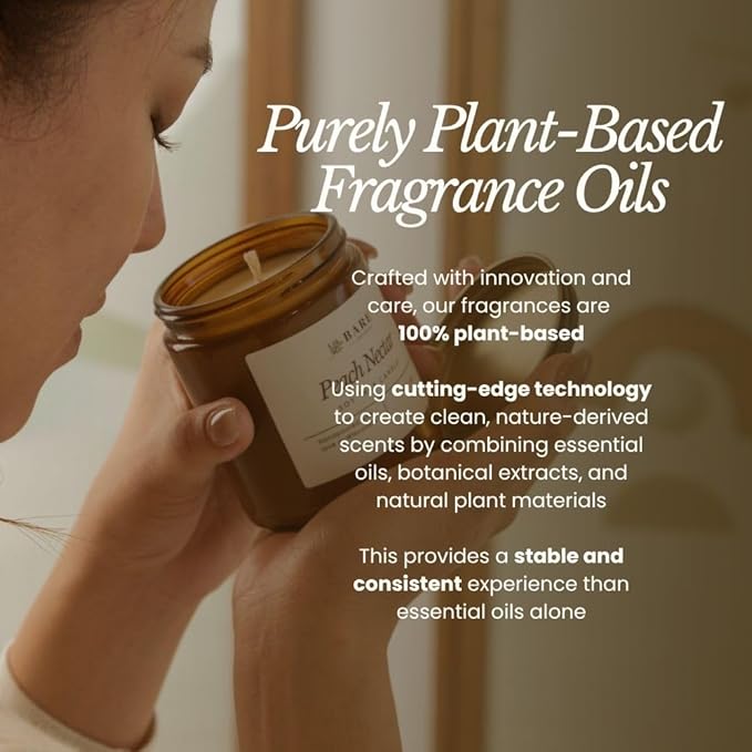 Bare Botanics Non-Toxic Unscented 9oz Soy Candle - 100% Plant-Based Fragrance Oils - Handpoured in WI - 40+ Hrs