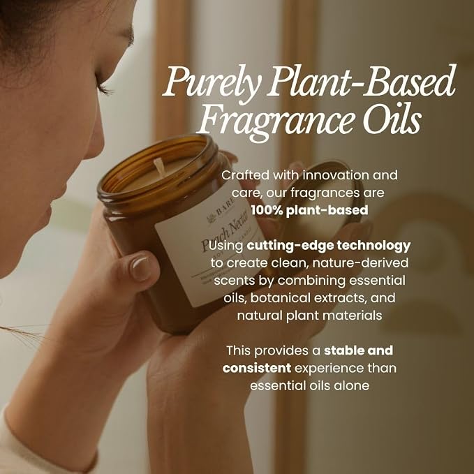 Bare Botanics Non-Toxic Warm Vanilla Oak 9oz Soy Candle - 100% Plant-Based Fragrance Oils - Handpoured in WI - 40+ Hrs