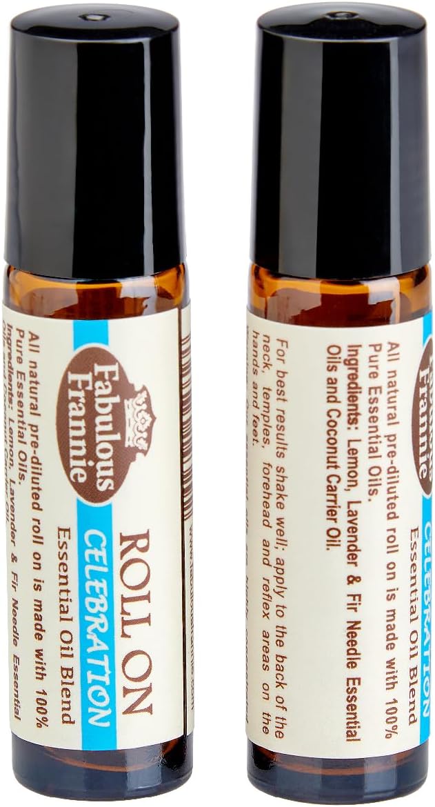 Fabulous Frannie Celebration Essential Oil Blend Roll-On Lemon, Pine and Lavender Pure Essential Oils and Coconut Carrier Oil 10ml