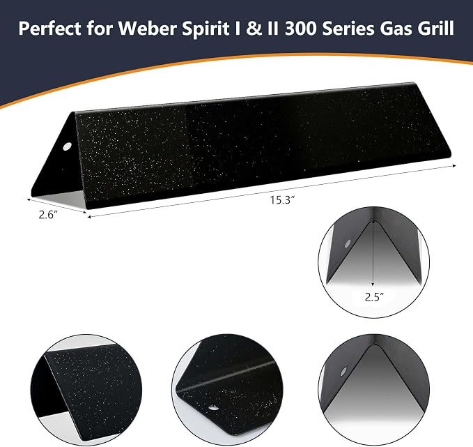 Replacement Parts for Weber Grill Spirit, 7636 Grill Parts 15.3 Inch Flavorizer Bars for Weber Spirit I & II 300 Series, Spirit E310 E320 E330 S310 S320 S330 with Front Control Knobs