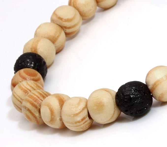 Milakoo 4Pcs Lava Rock Stone Beads Essential Oil Diffuser Bracelet for Men Women Wood Beads Bracelet