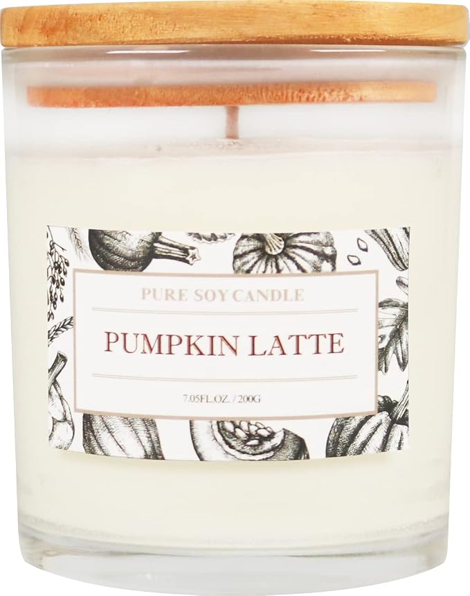Aronica Fall Candle - Pumpkin Chai & Vanilla Scent, Room Decor Aesthetic, Cinnamon Spice White Candle for Home