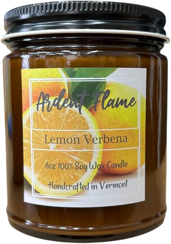 Candles | Lemon Verbena | 100% Natural Soy Wax Candle for Home Decor | Highly Scented | Premium Fragrance | Handmade in Vermont, USA | 8 oz | Long Lasting | Gift for Women and Men