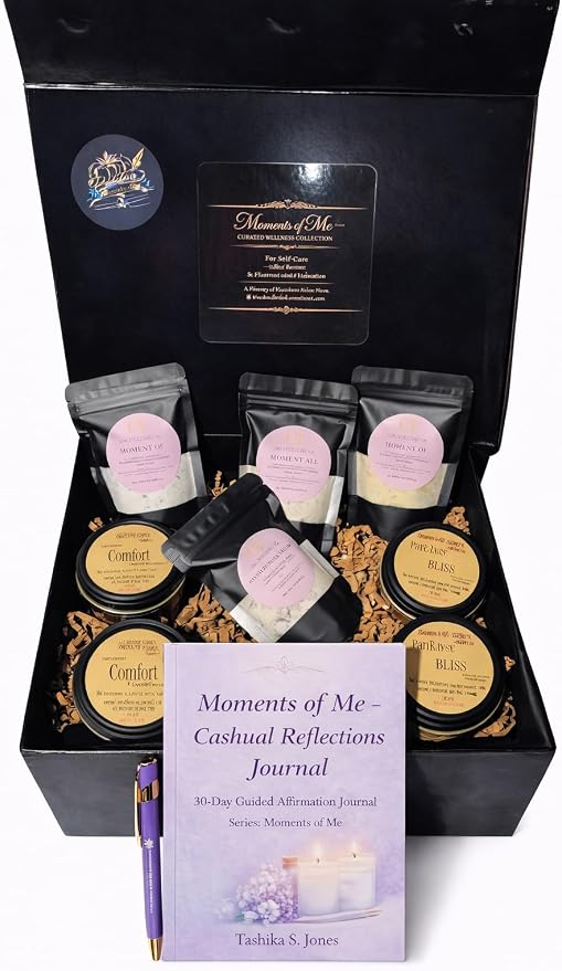Moments of Me® 4-Week Ritual Reset Box | Luxury Self-Care Gift Set with Journal, Pen, 4 Candles & 4 Bath Salt Soaks | Mindfulness, Relaxation & Stress Relief Kit