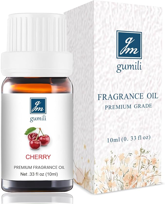 GM Gumili Cherry Essential Oil - Pure Organic Scent for Aromatherapy, Diffusers, Spray, Skin & Hair Care, Massage, DIY Candles & Soap, Perfume - Fruity Fragrance, 10mL