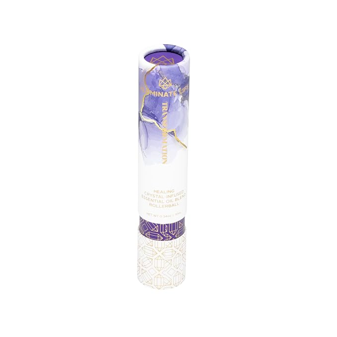 Essential Oil Rollerballs, .34 OZ, Transformation - Amethyst Crystal Infused - Scents of Jasmine, Bergamot, Vanilla, & Cedar - Aromatherapy Roll On Oils, Skin Care, Massage