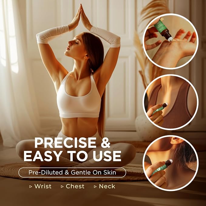 Gya Labs Muscle Relief Essential Oil Roll On - 0.34 Fl Oz - Travel Size Roller for Camping, Skin, Aromatherapy Relief, Convenience