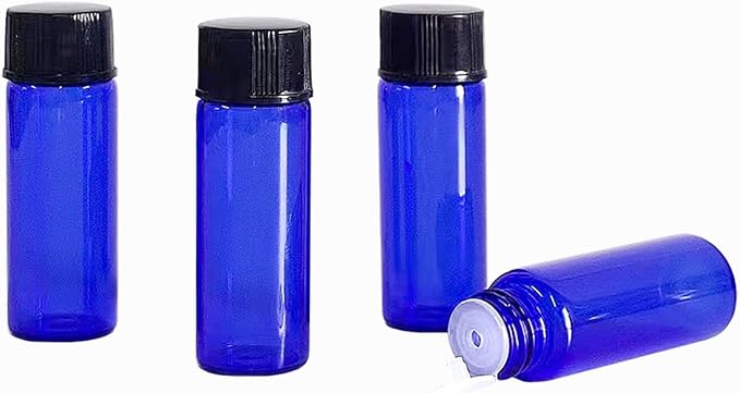 36Pcs Cobalt Blue Glass Bottles For Essential oils 5ml, Empty Refillable Vials Sample Bottles, with Orifice Reducers and Black Caps ﻿ (5ml)