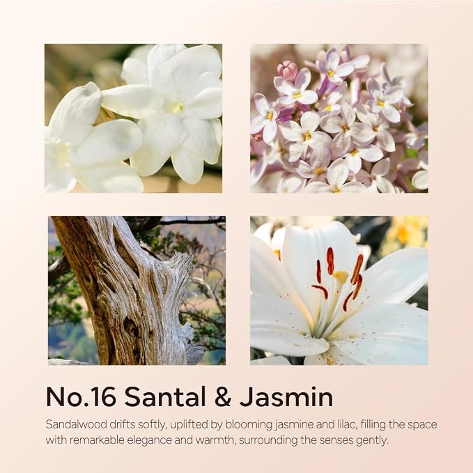 Santal & Jasmine Luxury Scented Candles, 9oz Soy Wax Candles for Home Scented, Jasmine, Sandalwood, Lilac Scent, Long Burning Time, Gifts for Women, Friends, Men, Sister, Teacher, Housewarming