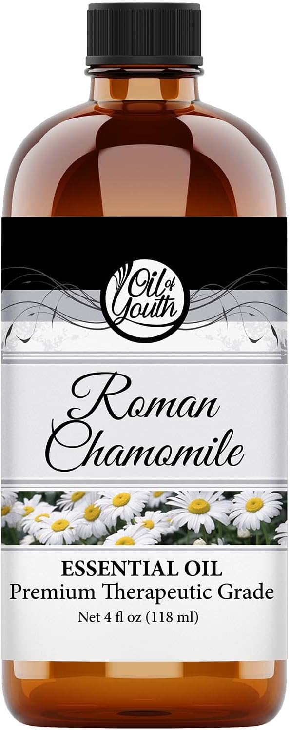 Oil of Youth Essential Oils 4oz - Chamomile (Roman) Essential Oil - 4 Fluid Ounces - Chamomile Oil - Aromatherapy Oils - Chamomile Essential Oil Therapeutic Grade