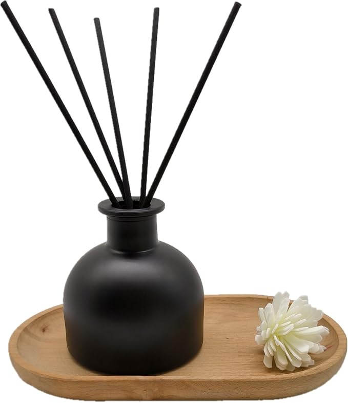 2PCS Perfume Reed Diffuser Bottle,Empty Glass Container 100ml Fragrance Accessories use with Black Sticks for DIY Replacement (Matte Black)