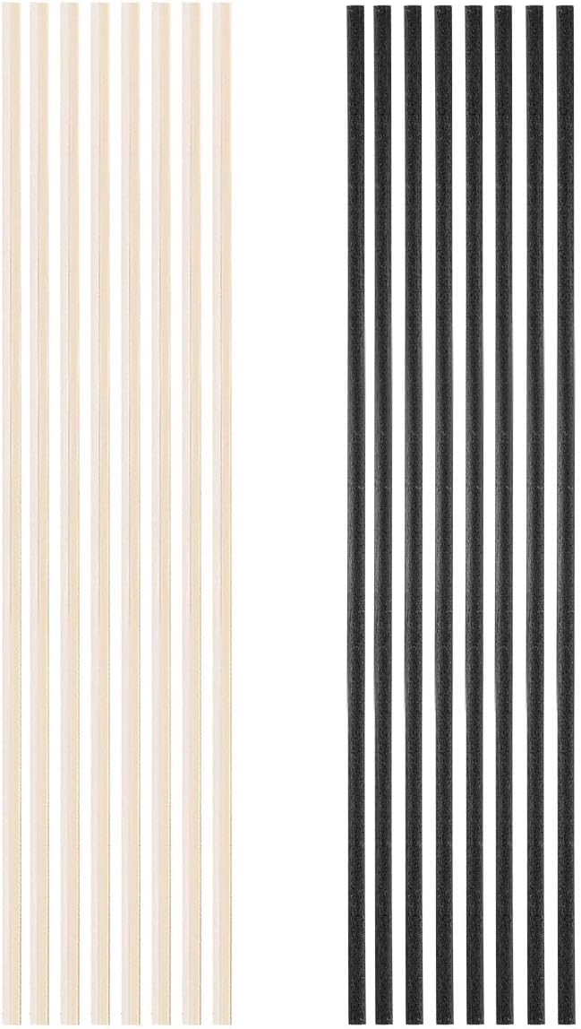 MYSTICHOME 16PCS Natural Reed Diffuser Sticks - Strong Scent for Large Rooms, Bathroom & Bedroom. Ideal Housewarming Gift, Coffee Table Decor, Black+True Set