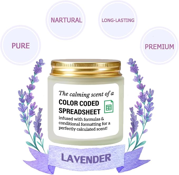 Accountant Gifts for Women Men Candle - Funny Spreadsheet Gifts for Accountants CPA Boss The Calming Scent of A Color Coded Spreadsheet Soy Candle 4oz