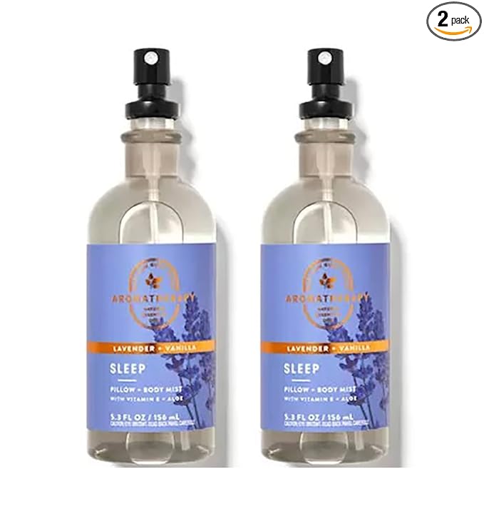 Bath & Body Works Aromatherapy Lavender Vanilla Stress Relief Pillow Mist, 5.3 Fl Oz, 2-Pack (Lavender Vanilla)