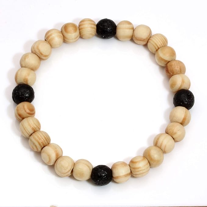 Milakoo 4Pcs Lava Rock Stone Beads Essential Oil Diffuser Bracelet for Men Women Wood Beads Bracelet
