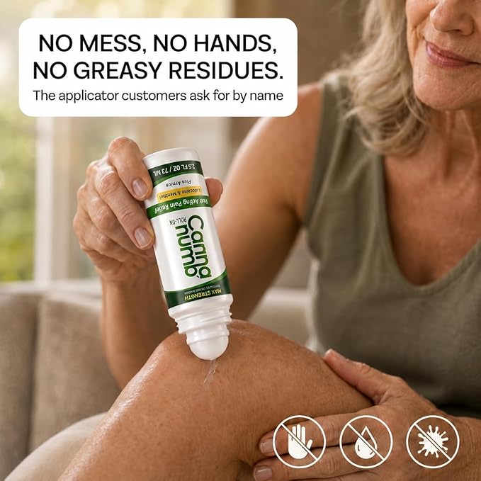 Pain Relief Roll On Topical Analgesic for Adults with Lidocaine – Fast Acting Relief for Knee Pain, Neck, Foot & Lower Back with Arnica Boswellia & Menthol 2.5oz (2 Pack)
