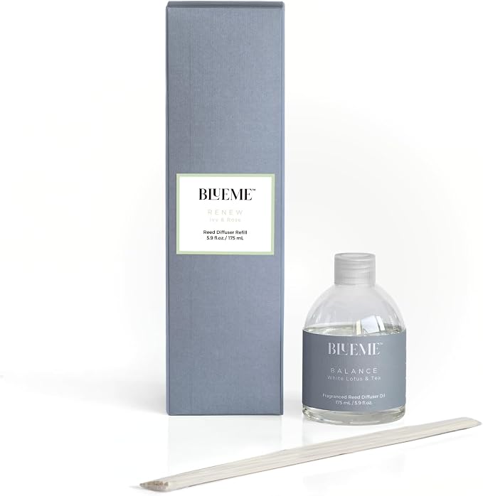 Blueme Renew Wellness Diffuser Oil Refill | Ivy & Rose | 5.92 Fl Oz - Refillable Diffuser, Essential Oils, Ceramic, Rattan Reeds | Small