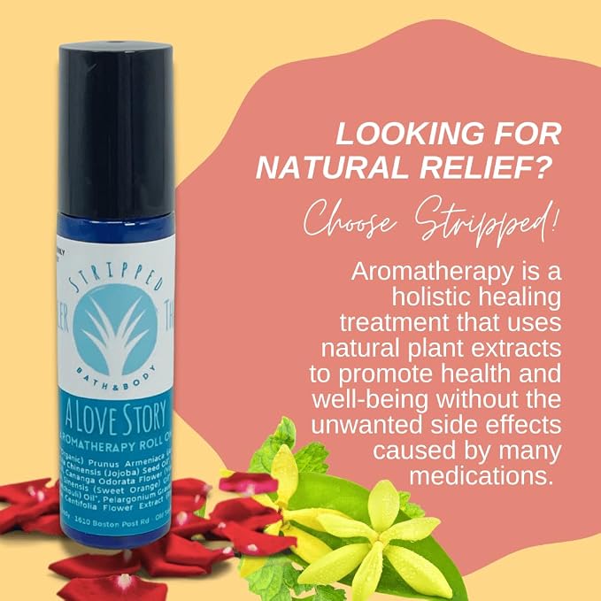 Stripped A LOVE STORY Essential Oil Roll On (12ml) | Couples, Massage, Self-Love Essential Oil Blend | All-Natural Aromatherapy for Romance and Passion
