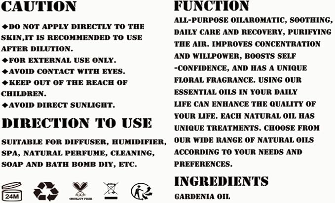 Gardenia Essential Oil, Natural Gardenia Fragrance Oil, 4 fl oz, for Diffuser, Humidifier, DIY Candle, Soap Making, Home Aroma, Gift - Gardenia Oil, GV77ZF Essential Oils