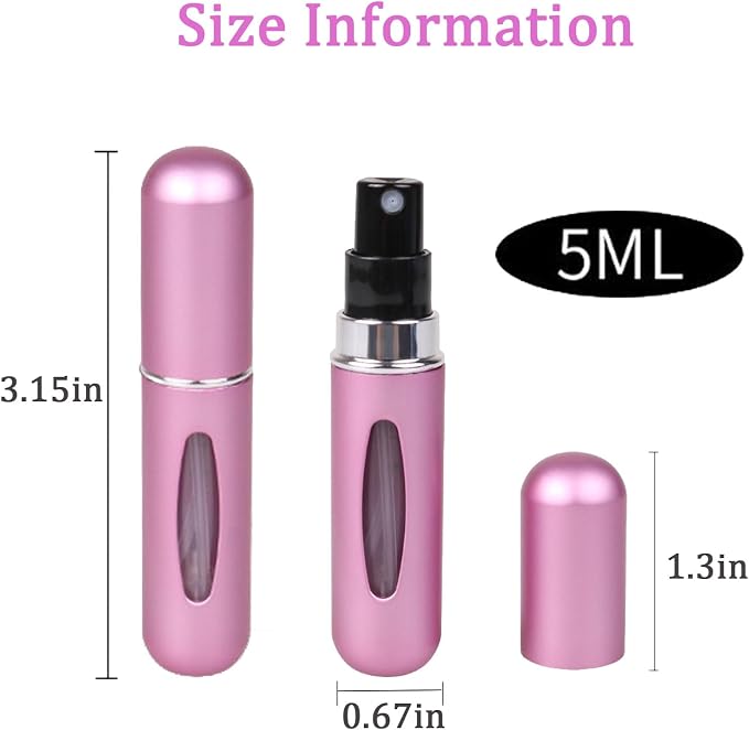 Refillable Perfume Portable Atomizer Bottle, Travel Perfume Bottle Refillable, Perfume Atomizer Spray Bottle for Traveling and Outgoing(5ml, 4 Pack)