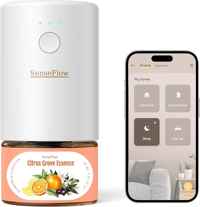 Essential Oil Refill 1.02oz/30ml - Free SF101 Waterless Aromatherapy Diffuser, Covers 1000 Sq Ft, 120-Day Natural Scent,Citrus Grove Essence