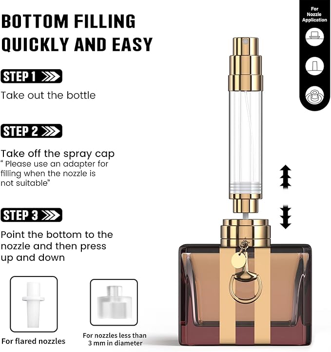 8ML Travel Perfume Refillable Atomizer, Mini Genuine Leather Cologne Sprayer, Protable Pocket Size Empty Fragrance Spray Bottle (Brown)