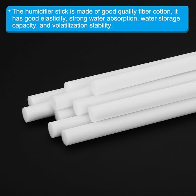 PATIKIL Humidifier Cotton Filter Sticks, 10 Pcs Refill Sticks Filter Wicks Replacement for USB Mini Humidifiers Portable Diffuser (4.72'' x 0.28''), White