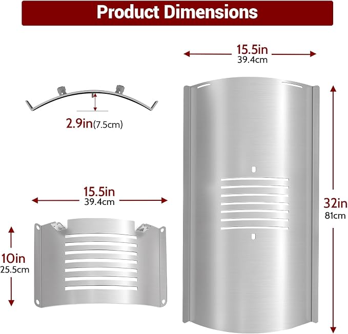 Flame Broiler Kit for Pit Boss PB1100 Series Pellet Grills Replacement Parts for PB Austin XL PB1000 PB1100 PB1150 PB1600 Navigator 1150 Traditions Pro Heat Deflector Part for PB Smoker Pellet Grill