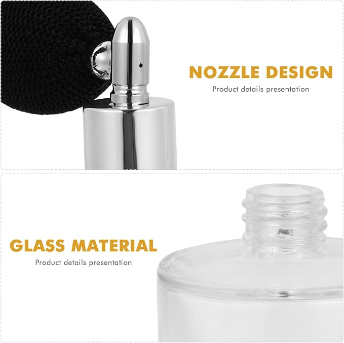 HEALLILY Refillable Perfume Bottle 3.54In Fine Mist Spray Atomizer Leakproof Clear Glass Travel Container for Fragrance Dispensing
